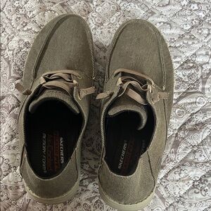 Skechers Men's Olive Green Canvas Slip-On Casual Shoes